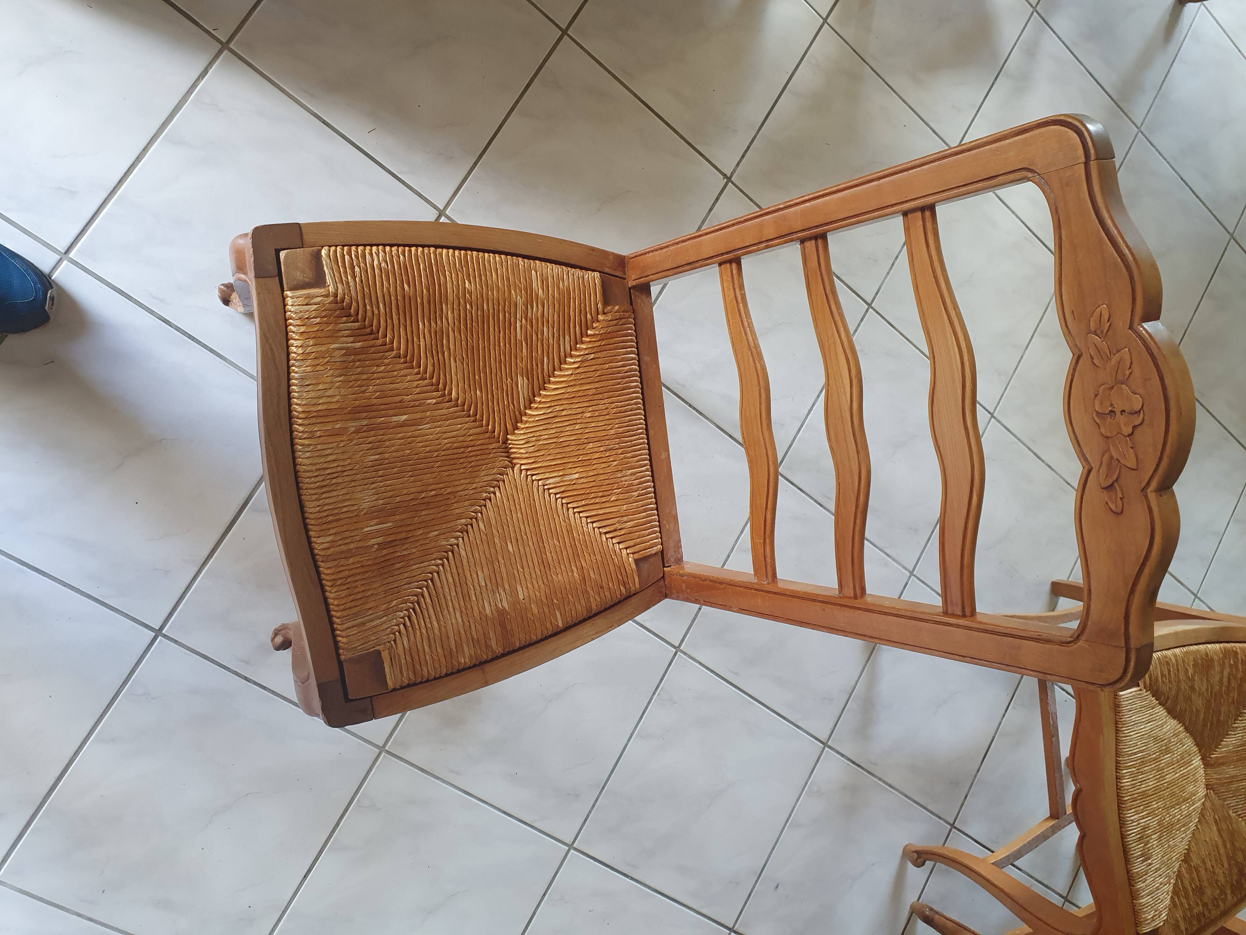6 cherry wood chairs in Louis XV style
