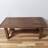 Vintage rustic coffee table in waxed wood and screen printing