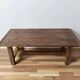 Vintage rustic coffee table in waxed wood and screen printing