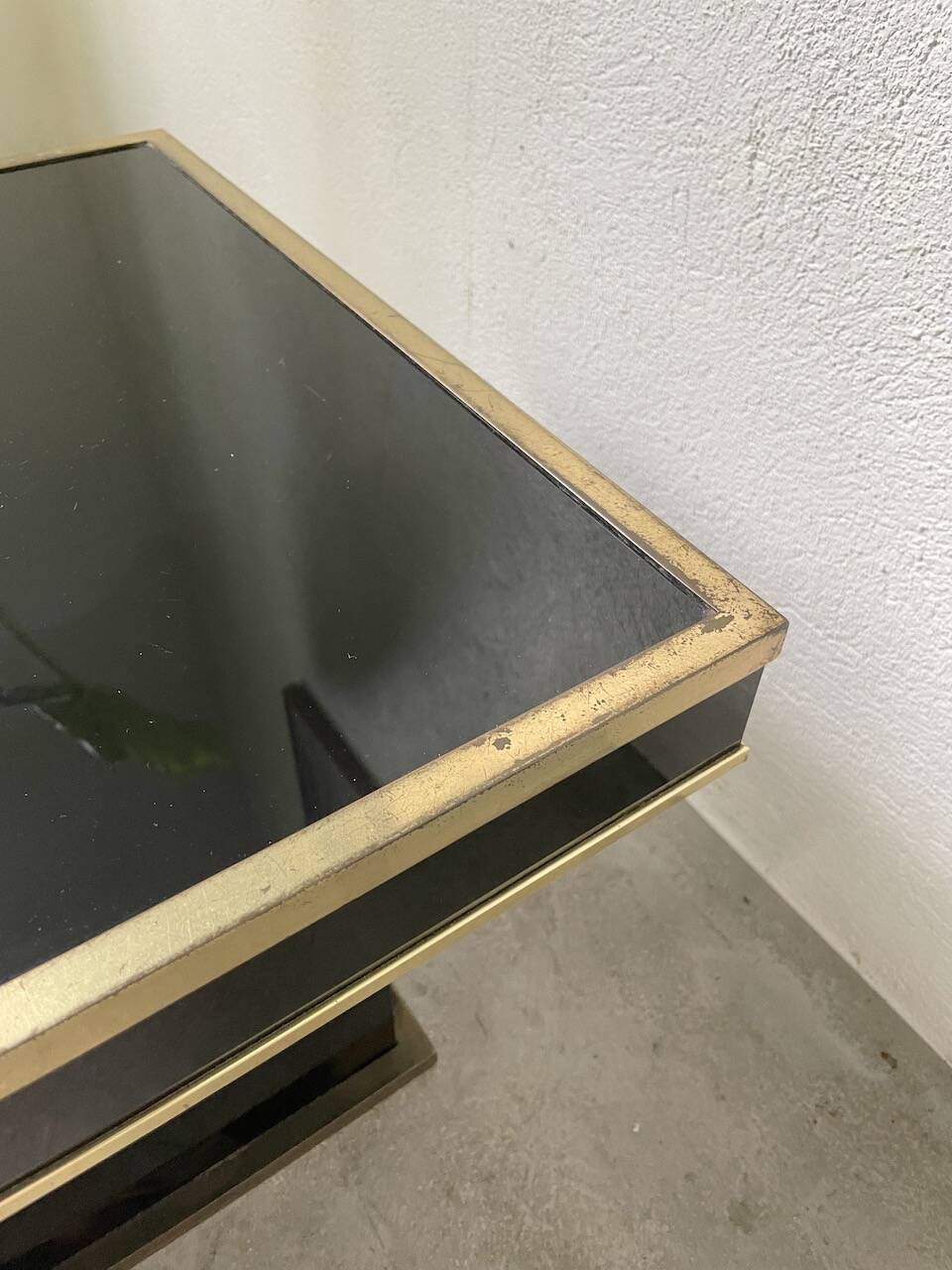 Black lacquer and brass console coffee table