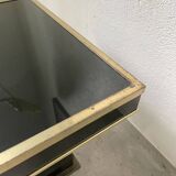 Table basse console appoint en laque noire et laiton