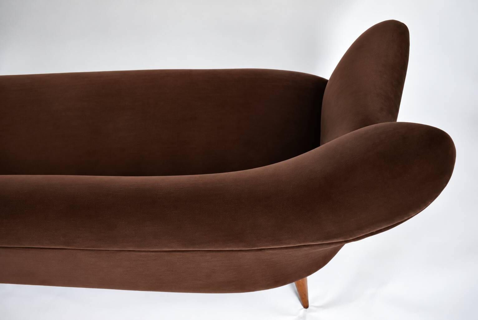 Magnificent vintage 1960s chocolate brown velvet sofa – unique piece.