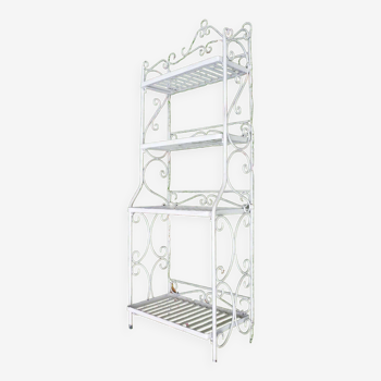 White wrought iron folding shelf