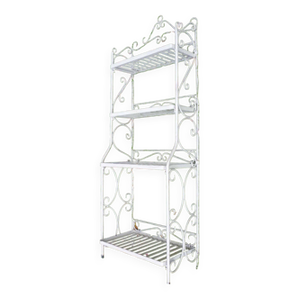 White wrought iron folding shelf