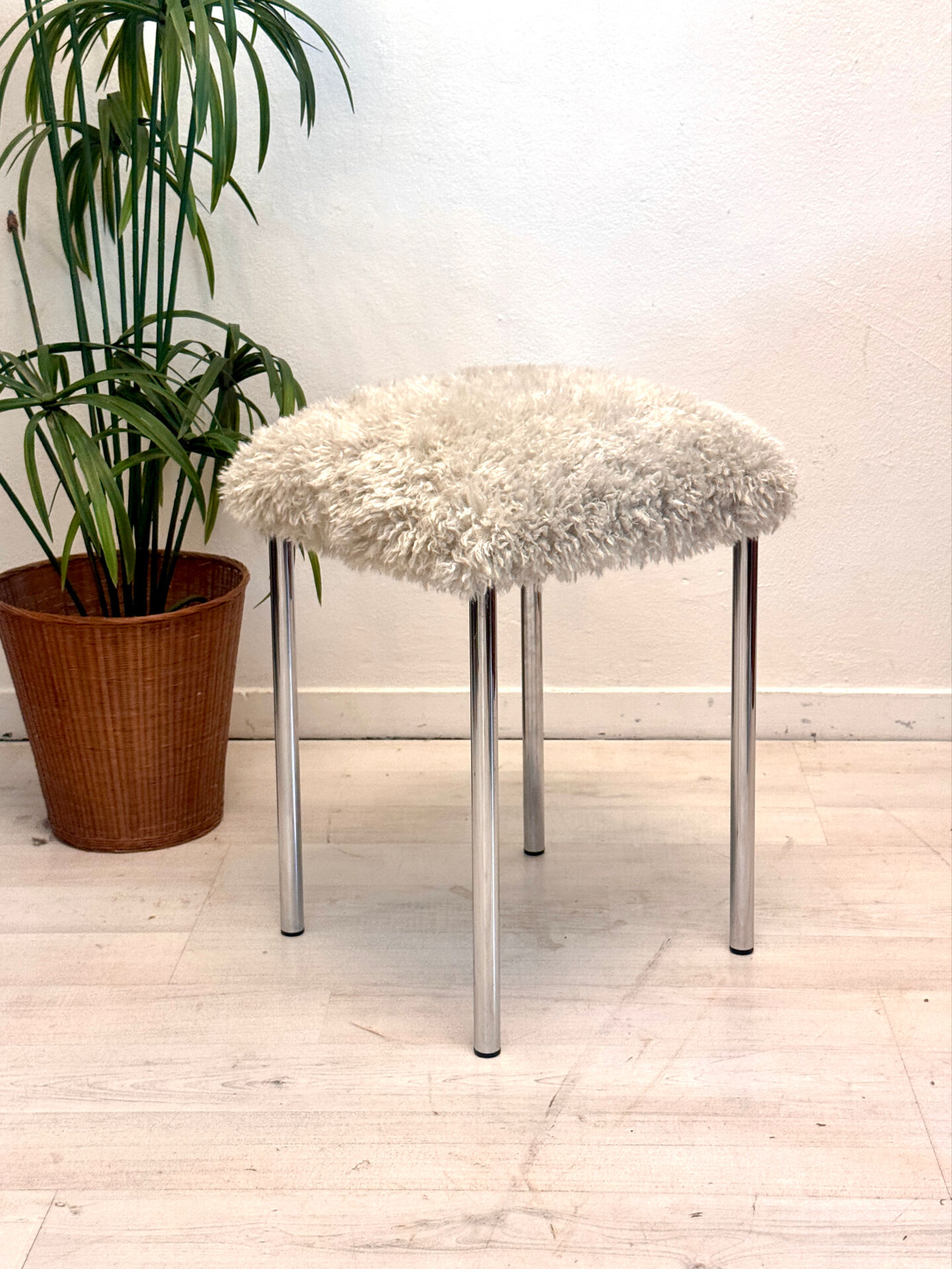 Vintage chromen buisframe krukje seventies