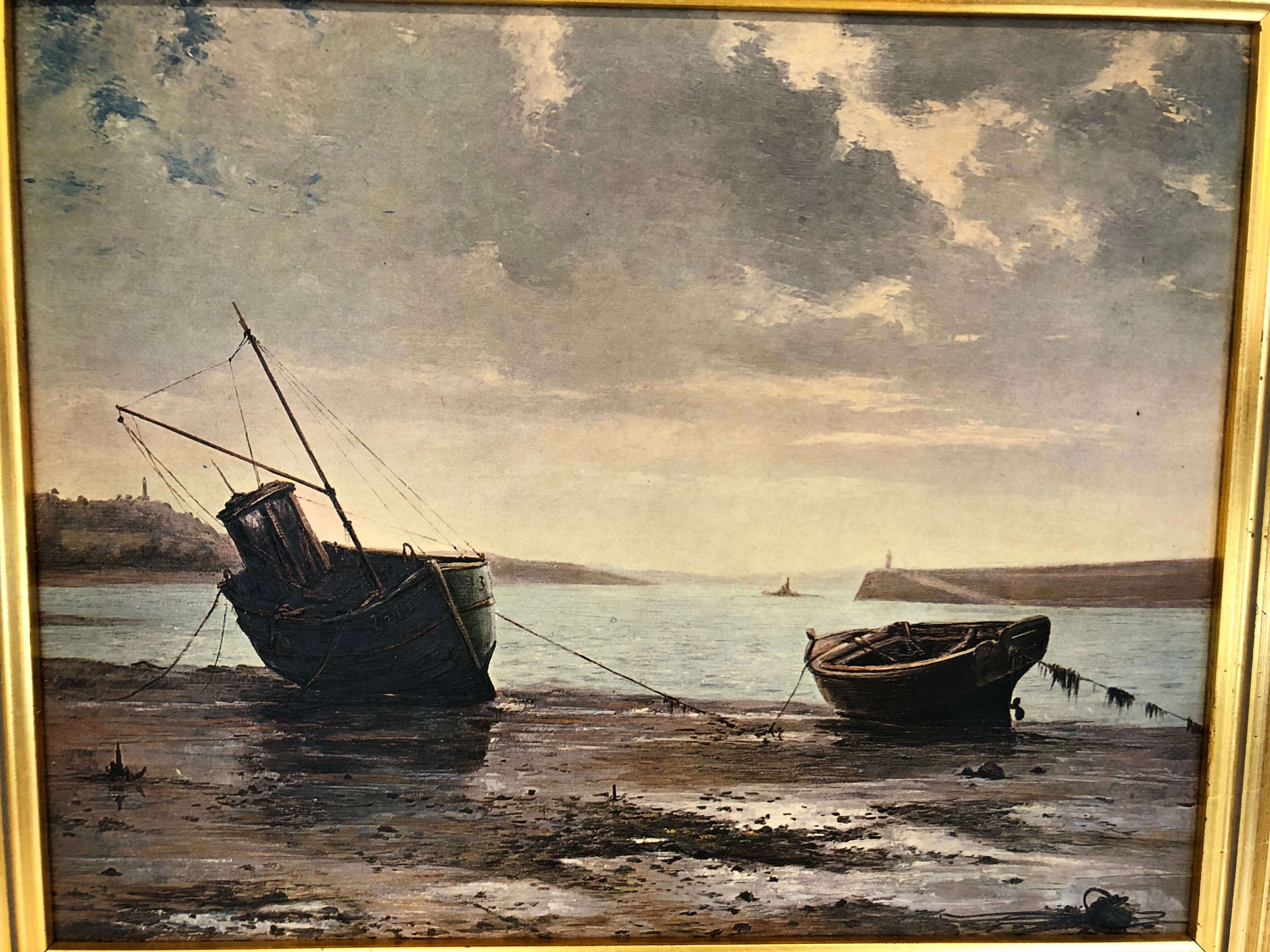 Oil on cardboard, seaside scene