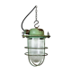 Green Industrial Soviet Bunker Pendant Light with Iron Grid, 1960s