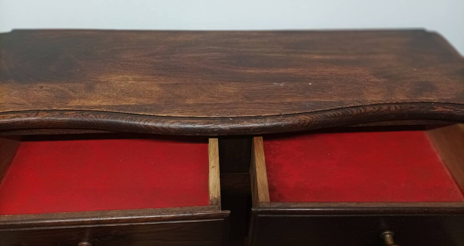 Old vintage wooden low cabinet