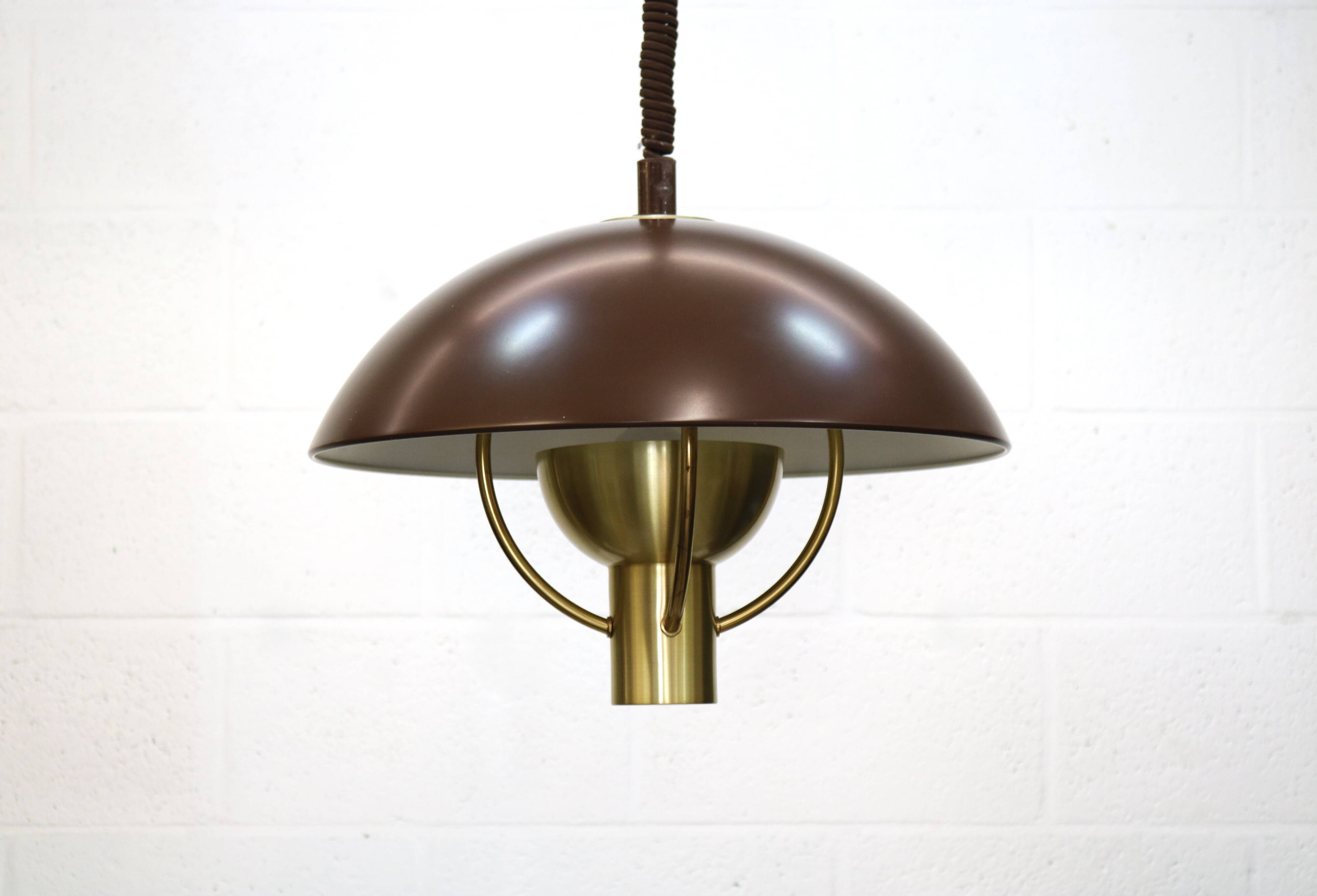 Fog and Morup Mid Century Modern Brass Pendant Lamp, Danish 1960s Brown XL