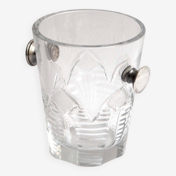 Crystal ice bucket and silver handles