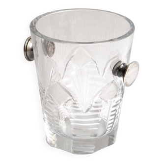 Crystal ice bucket and silver handles