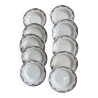 Lot de 10 assiettes creuses Digoin début XXème