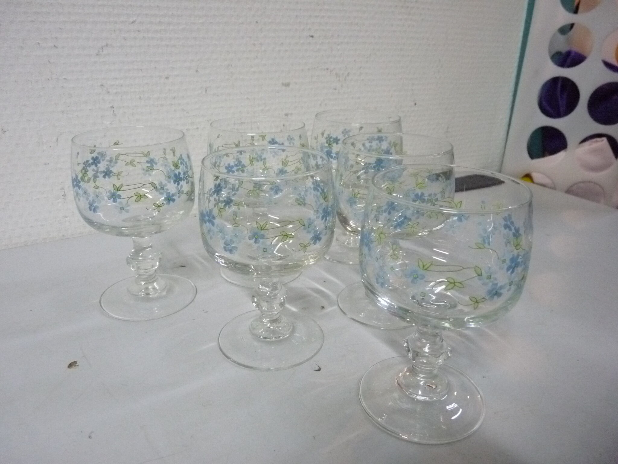 Lot de 6 verres sur pied Myosotis