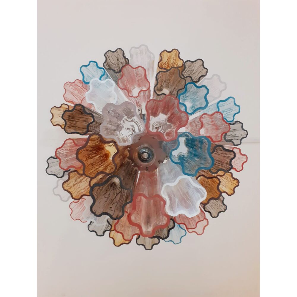 Multicolor “tronchi” murano glass chandelier