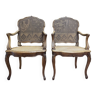 Paire de fauteuil de style Louis XV en cannage