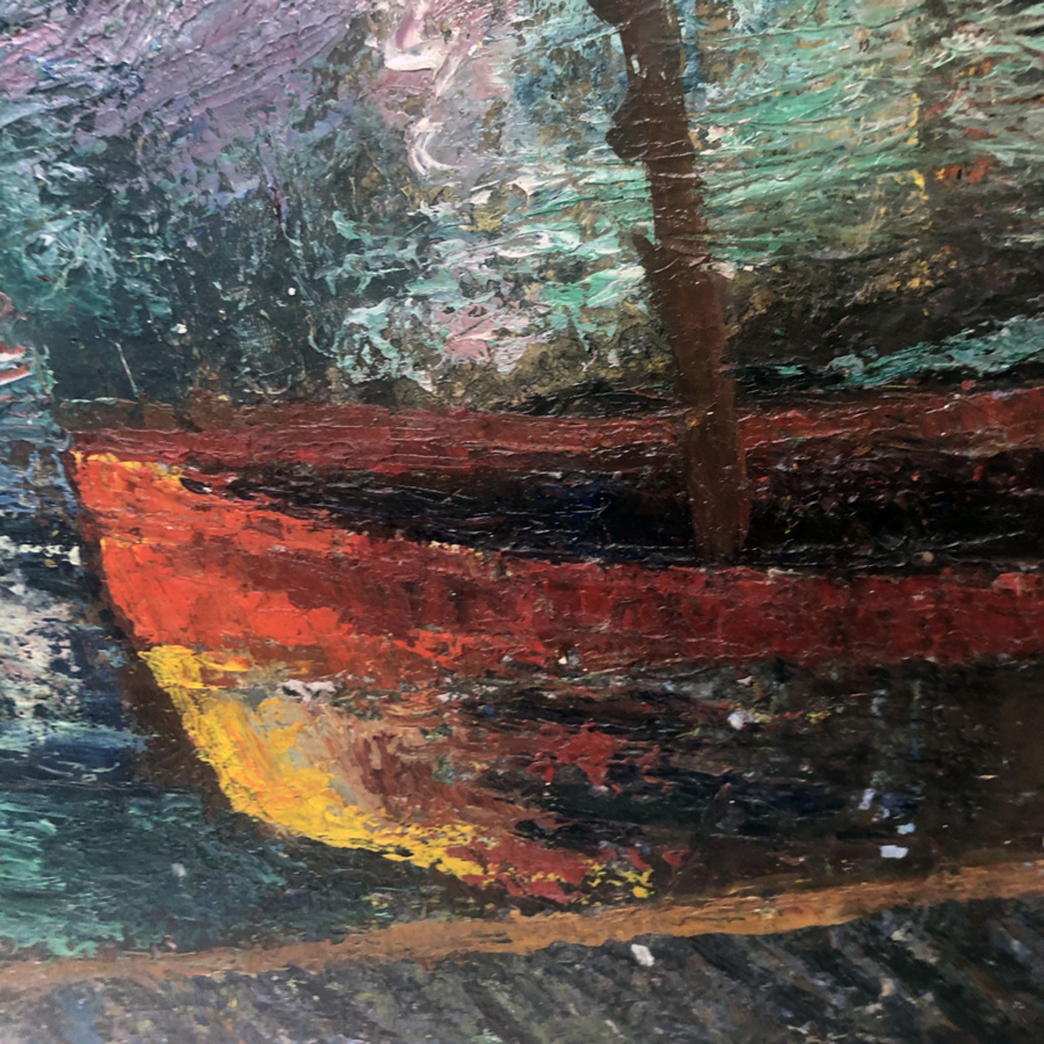 Tableau  "Les quais" 50's signé Truchetet