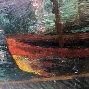 Tableau  "Les quais" 50's signé Truchetet
