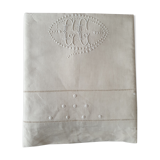 Ancient sheet in hand embroidered mixed-race