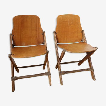 Pair of folding wooden chairs US ARMY World War II