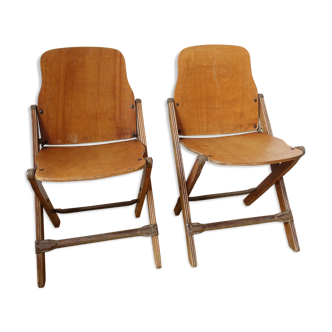 Pair of folding wooden chairs US ARMY World War II