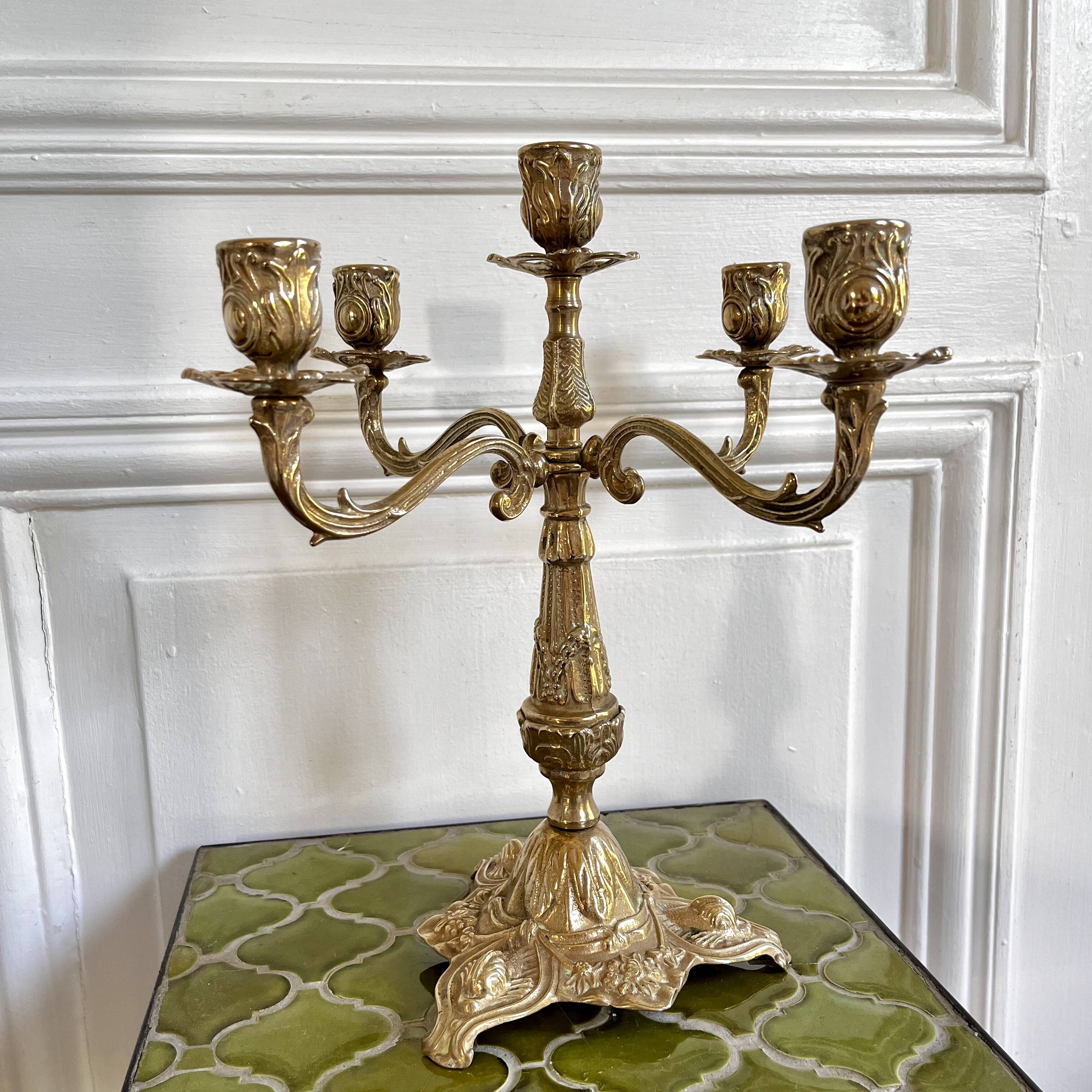 5-light gold candlestick holder