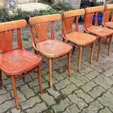 Set of 5 brasserie, bistro chairs, in their original condition, vintage, 1960s