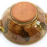 Handmade bowl made in yellow France with abstract foliage