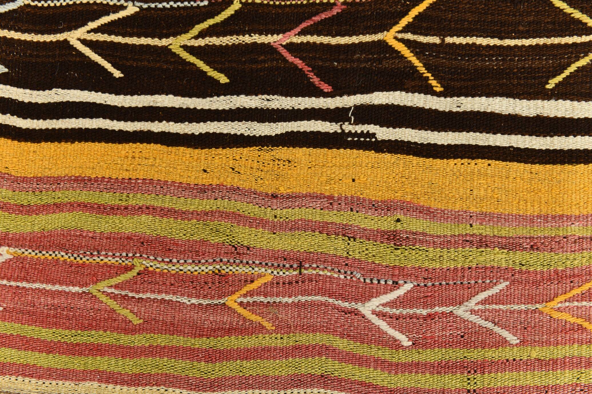 10x11 Yellow & Brown Ethnic Vintage Kilim Rug, 326x350Cm