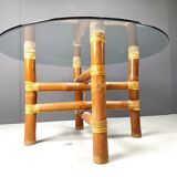 Vintage bamboo dining table, 1970s