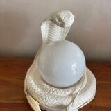 Lampe cobra seventies globe verre en céramique