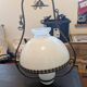 Suspension Lampe à Pétrole Ancienne Opaline Blanche Laiton Fer Forgé S