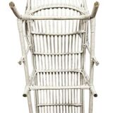 Vintage deckchair or chaise longue in white lacquered rattan from the 1960s