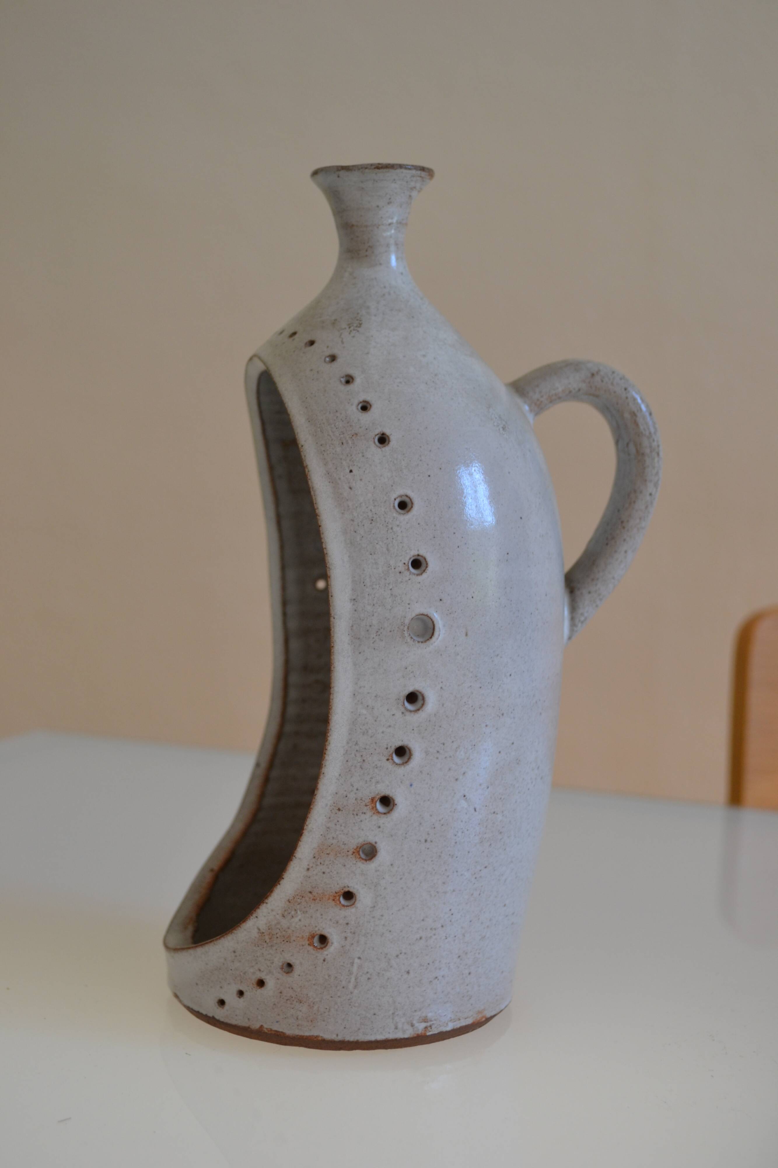 Ceramic stoneware candle holder from the 1970s.