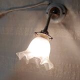 Art Deco wall sconce in porcelain, brass and crystal - early 20th century