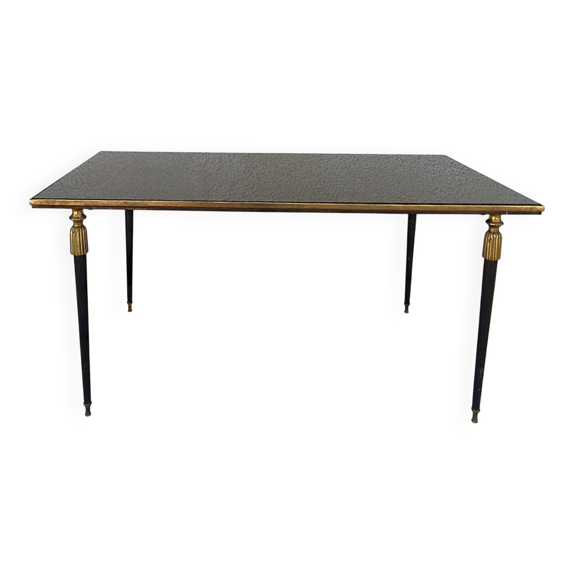 1960s metal and smoked glass coffee table