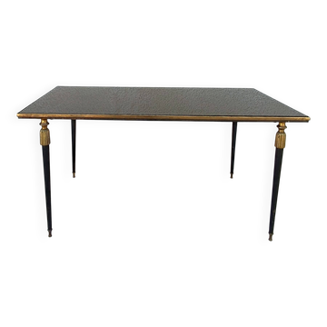 Table basse métal et verre fumé 1960