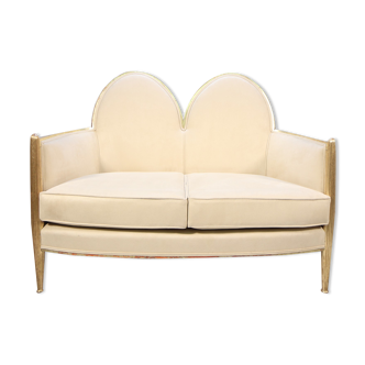 French Art Deco Sofa in Parcel Gilt wood