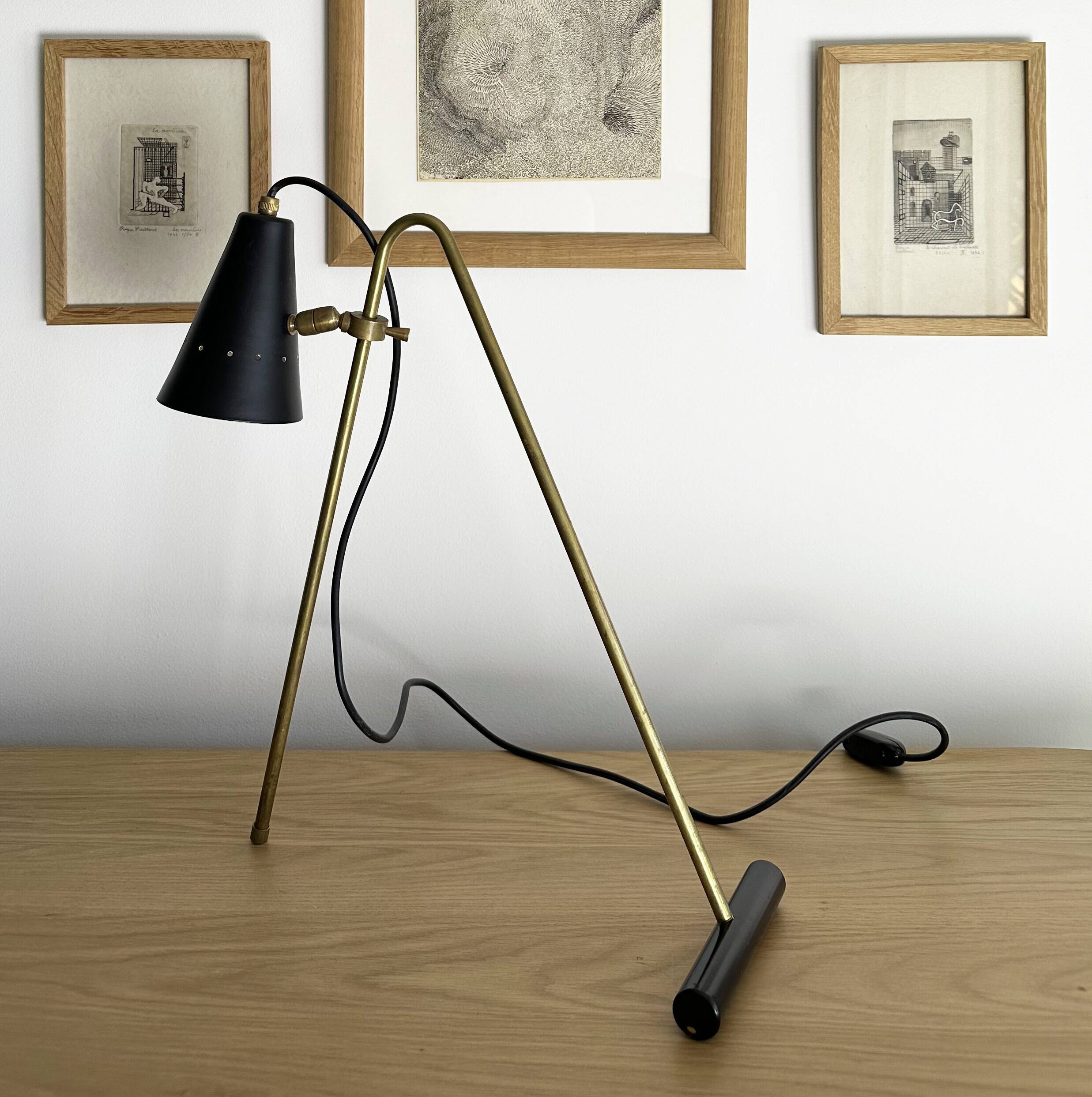 Large and beautiful adjustable bipod lamp, 1950s design