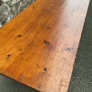 Large Alsatian bistro coffee table in fir French bistro table 1930
