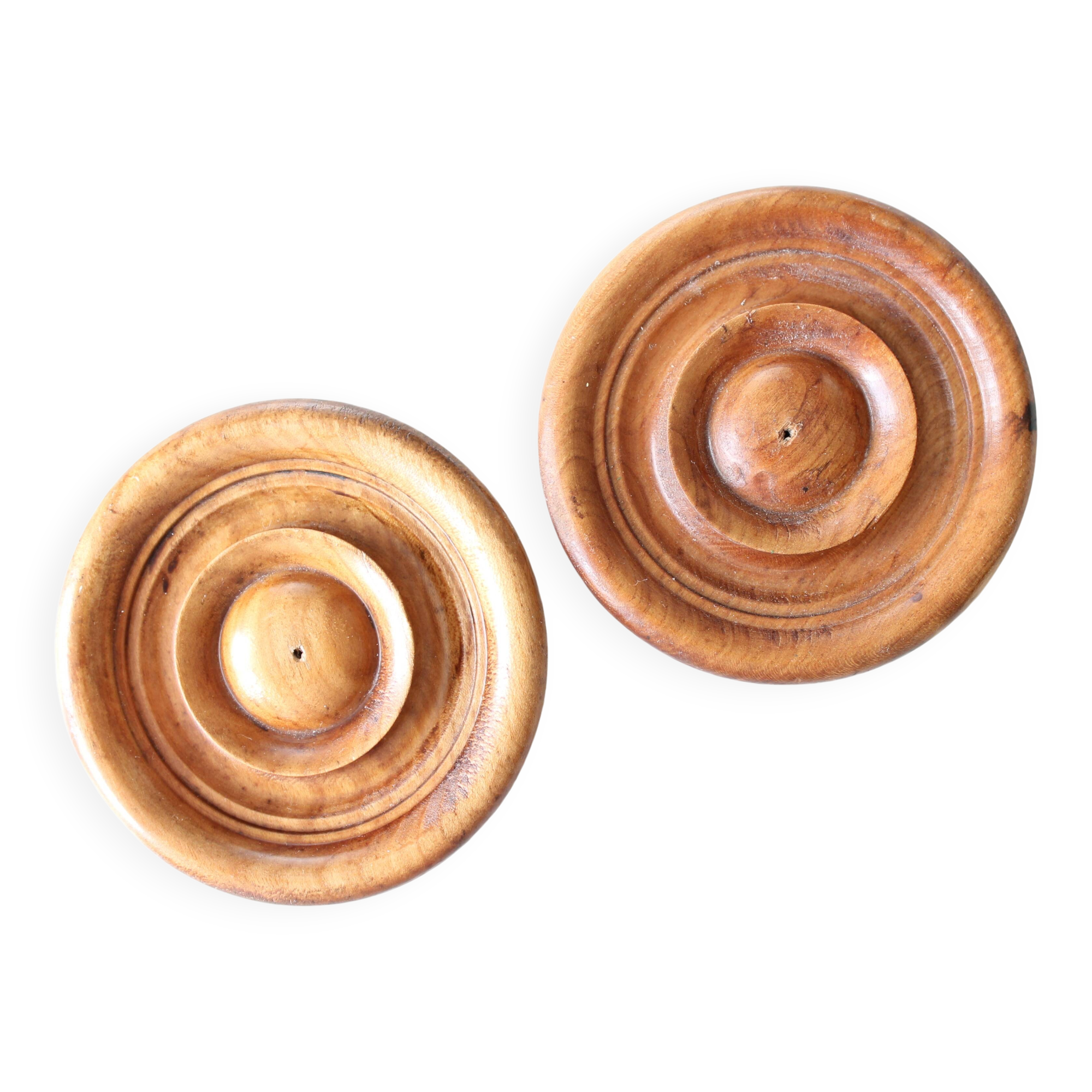 Natural turned wooden decorations from France x 2