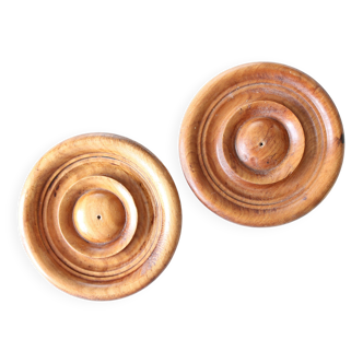 Natural turned wooden decorations from France x 2