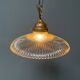 Glass holophane hangingor pendant lamp with brass gallery