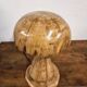 Hand-carved oak table lamp in the shape of a mushroom