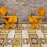 Pair of solid wood armchairs 1960