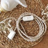 Art Deco Portable Lamp, Linen Cable