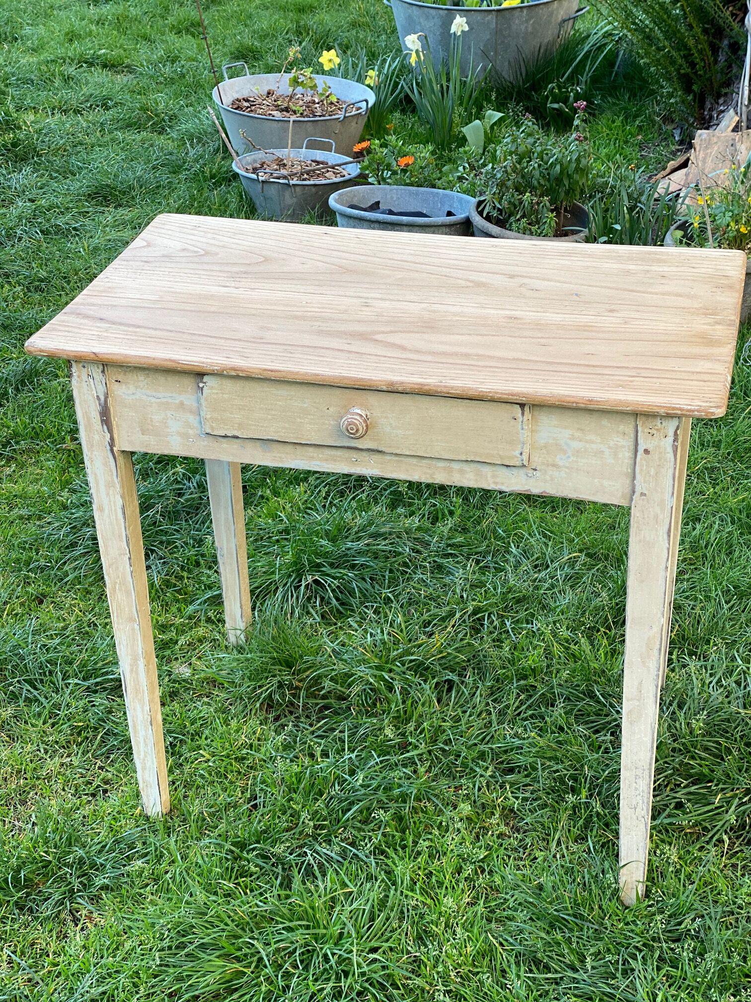 Side table in patinated wood