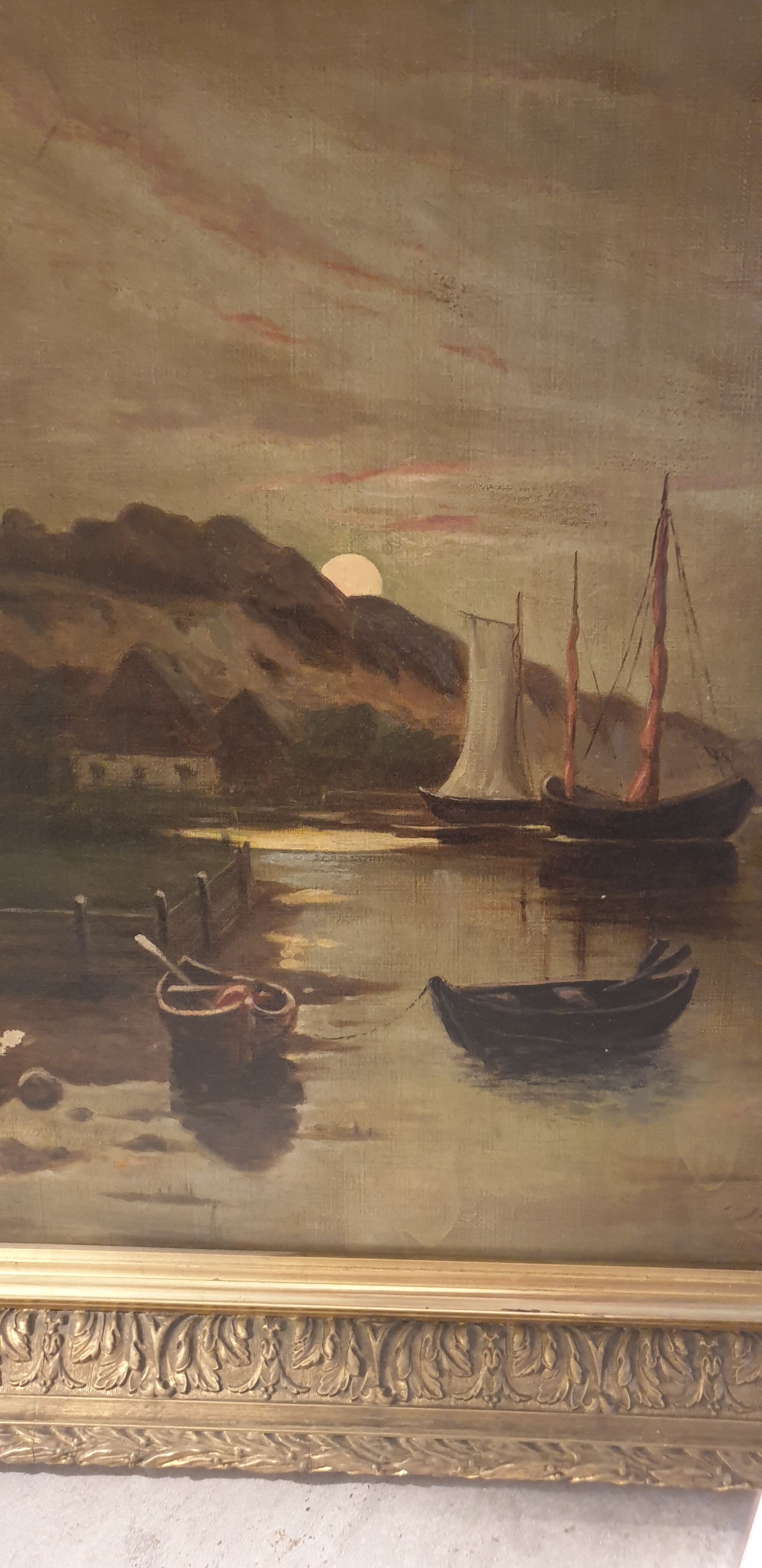 Safe oil Marine canvas in the moonlight