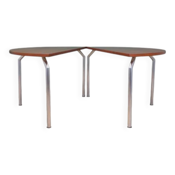 Table demi-ronde en teck, design danois, années 1970, fabricant : Bent Krogh