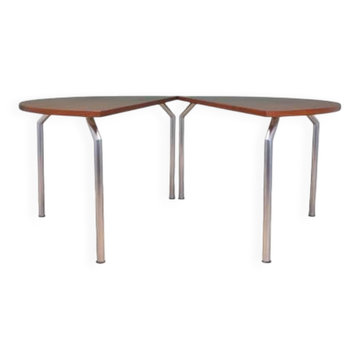 Table demi-ronde en teck, design danois, années 1970, fabricant : Bent Krogh