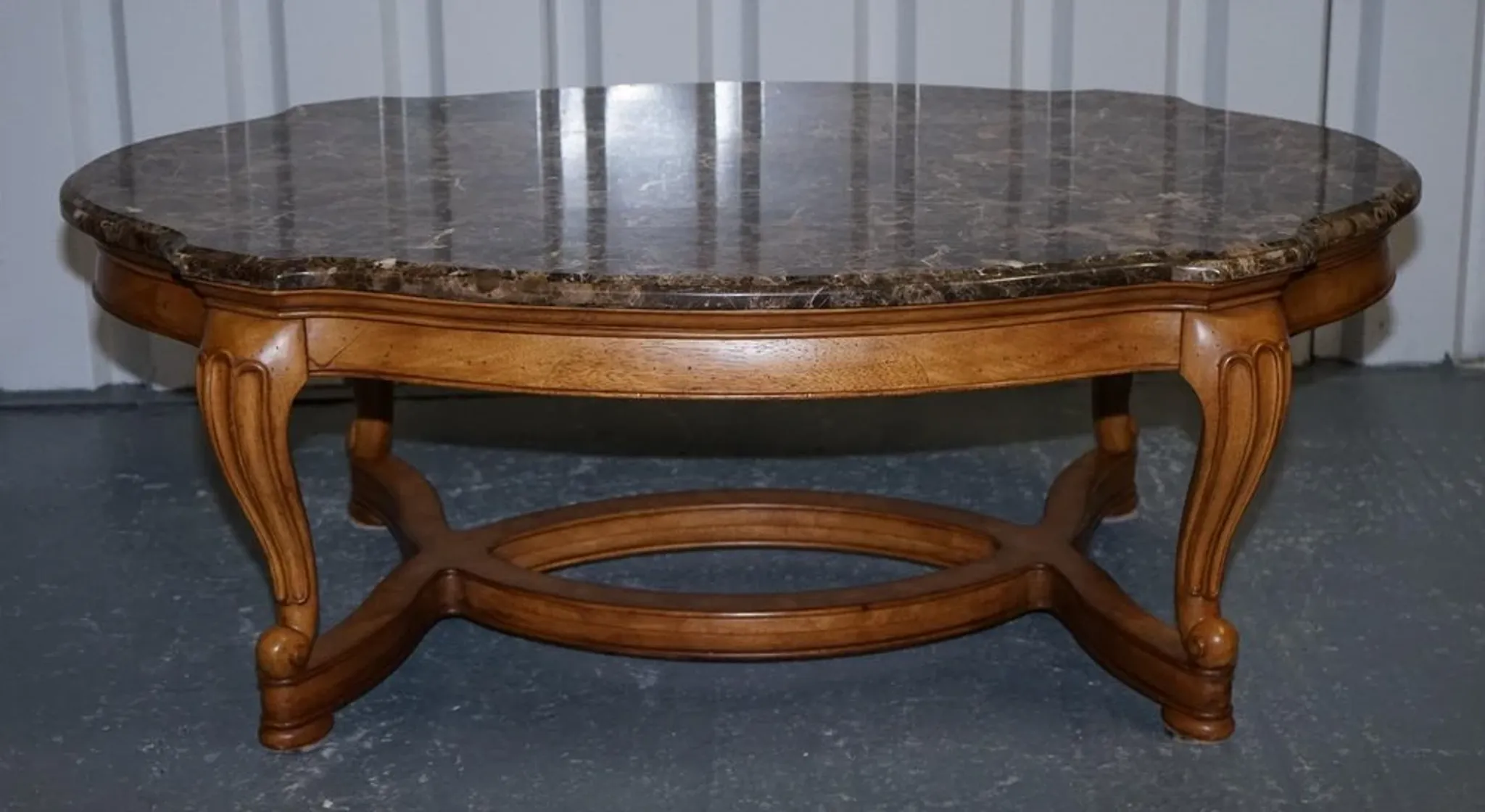 Vintage Style Coffee Table with Faux Marble Top, France